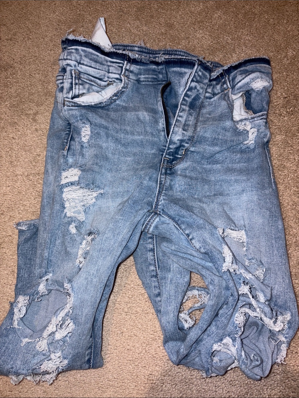 American Eagle Outfitters Light Blue Heavy Distressed Women's Jeggings